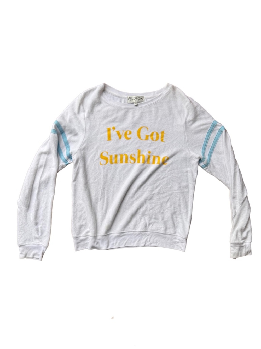 Wildfox "I've Got Sunshine" White Pullover with Yellow Script